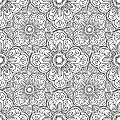 Fototapeta na wymiar Seamless floral wallpaper. Can be used as coloring page for adult