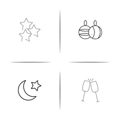 Holidays simple linear icon set.Simple outline icons