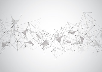 Abstract Polygonal Space Background with Connecting Dots and Lines. Vector Illustration