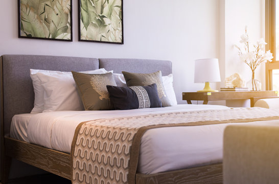 Image of new design modern bedroom interior decoration at hotel
