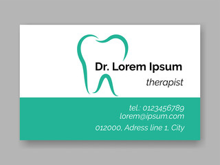 Dental tooth logo icon for dentist business card. Vector stomatology dental care design template of tooth symbol for dentistry clinic or dentist therapist medical center