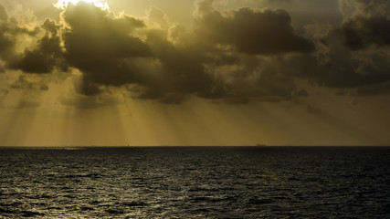 Sea sunset fron board vessel