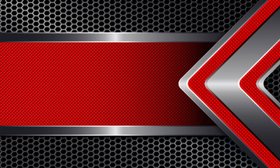 Geometric background with metal grille arrow and frame.