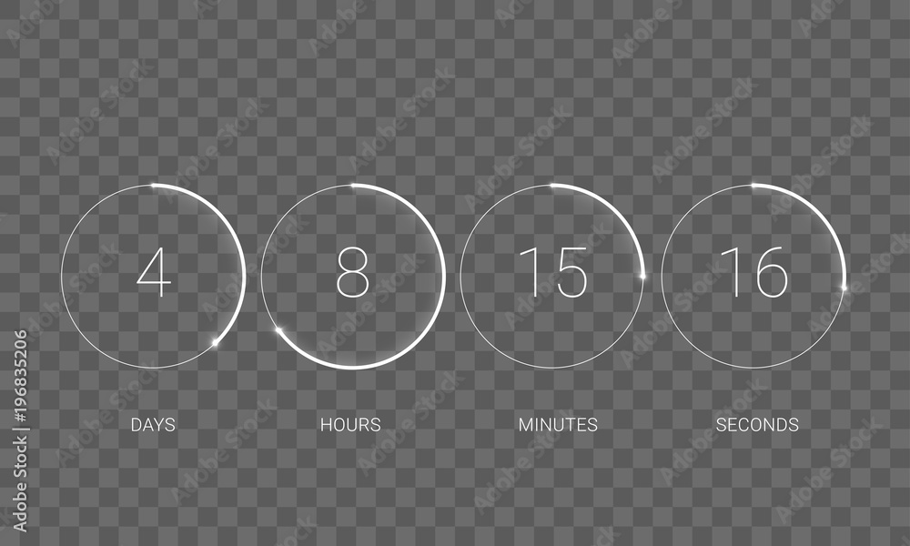 Poster ui countdown clock counter timer. vector digital count down circle board with circle time pie diagra