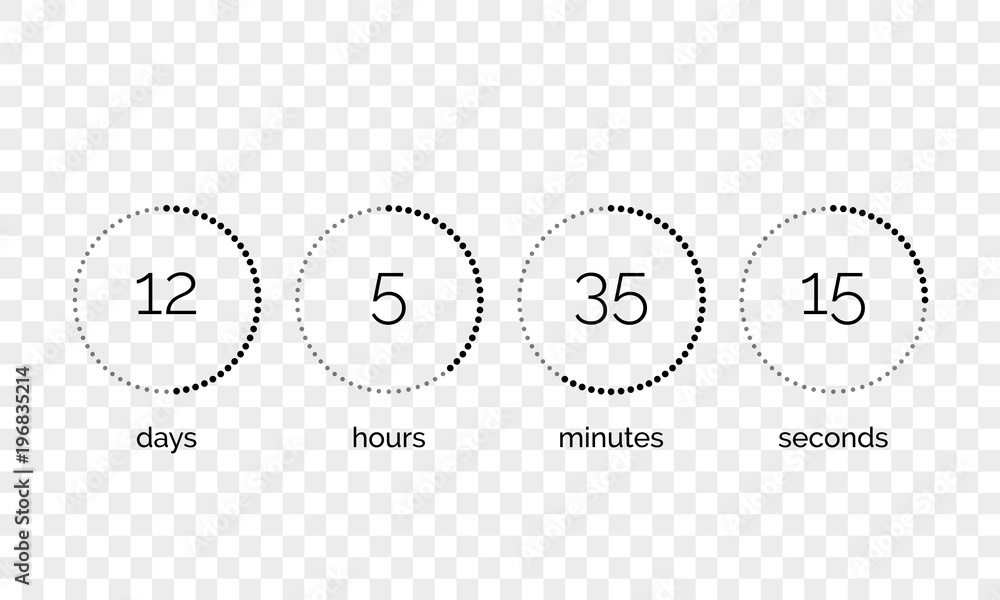Poster countdown clock counter timer. vector digital count down circle board with circle time pie diagram o