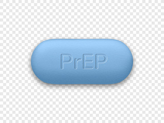 PrEp tablet. Vector pre-exposure prophylaxis blue pill developed to prevent HIV epidemic.