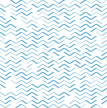 Wave blue lines various strokes seamless pattern