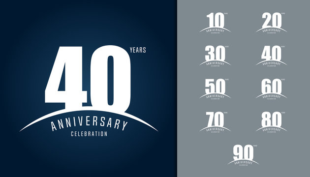 Set of anniversary logotype. Anniversary celebration design template for booklet, leaflet, magazine, brochure poster, web, invitation or greeting card.