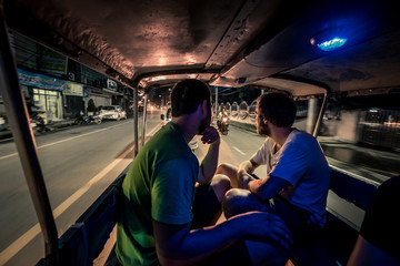 Tuktuk ride at night, Ayutthaya