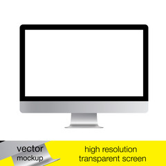 Monitor, vector illustration. Transparent screen, vector mockup