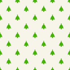 Seamless cute pattern with christmas tree on yellow background.