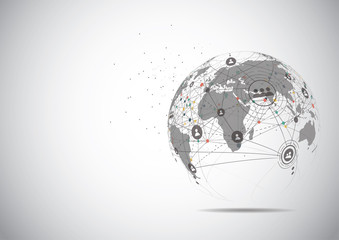 Global network connection. World map point and line composition concept of global business. Vector Illustration