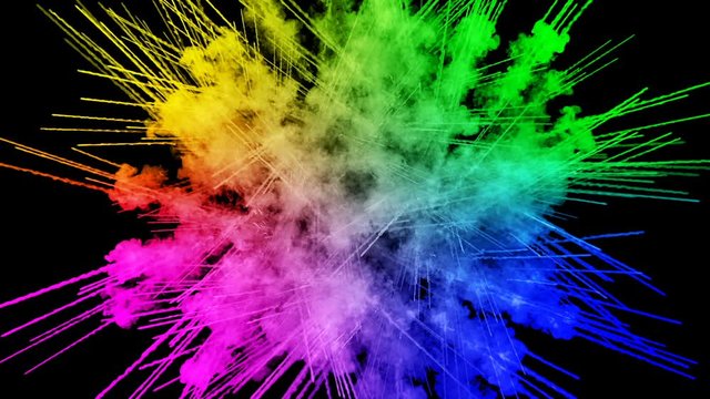 fireworks from paints isolated on black background with nice trails. explosion of colored powder or ink. juicy creative explosion of all colors of the rainbow in the air in slow motion. 69