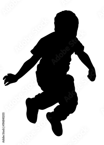 Hy Joyful Kid Little Boy Jumping High Vector Silhouette Hy Joyful Kid Little Boy Jumping High Vector Silhouette Ilration Isolated On White Background