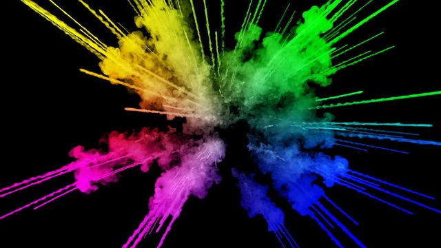 fireworks from paints isolated on black background with nice trails. explosion of colored powder or ink. juicy creative explosion of all colors of the rainbow in the air in slow motion. 75