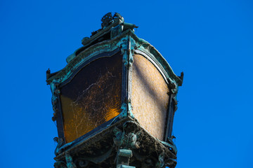 Fototapeta na wymiar Lanterns lamp, blue sky, Munich