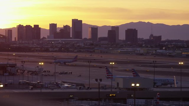 Airport runways and buildings