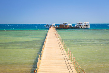 Obraz premium Pier on the beach of Red Sea in Hurghada, Egypt