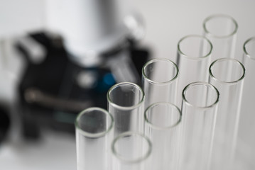 Laboratory Microscope. Scientific and healthcare research background.. drug tests tubes