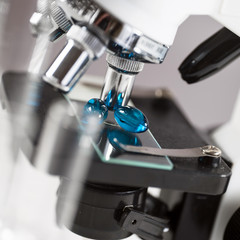 Laboratory Microscope. Scientific and healthcare research background.. drug tests tubes