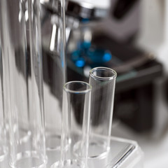 Laboratory Microscope. Scientific and healthcare research background.. drug tests tubes