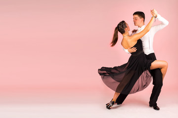 Tango dancing school couple background - obrazy, fototapety, plakaty