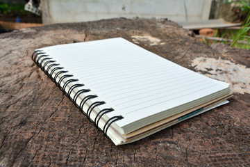Notebook on the wooden table