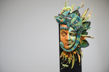 Porcelain clay chameleon colorful carnival mask
