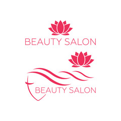 Woman face logo template for hair salon vector. Logo hair vector