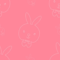 Seamless pattern cute rabbit on pink background