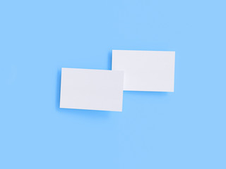 Fototapeta na wymiar business card mock-up, 3d rendering, blue background