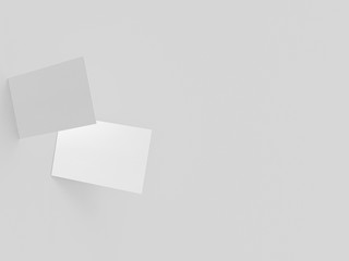 business card mock-up, 3d rendering, light gray background