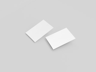 business card mock-up, 3d rendering, light gray background