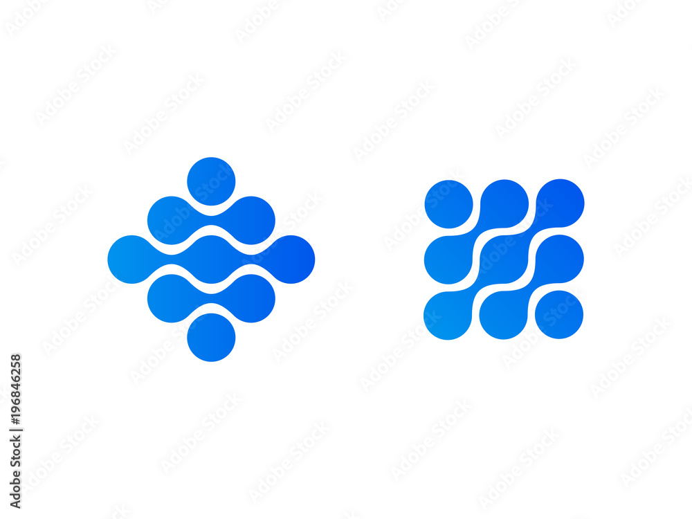 Poster logo blockchain technology with round circle connection structure. modern high tech geometrical icon