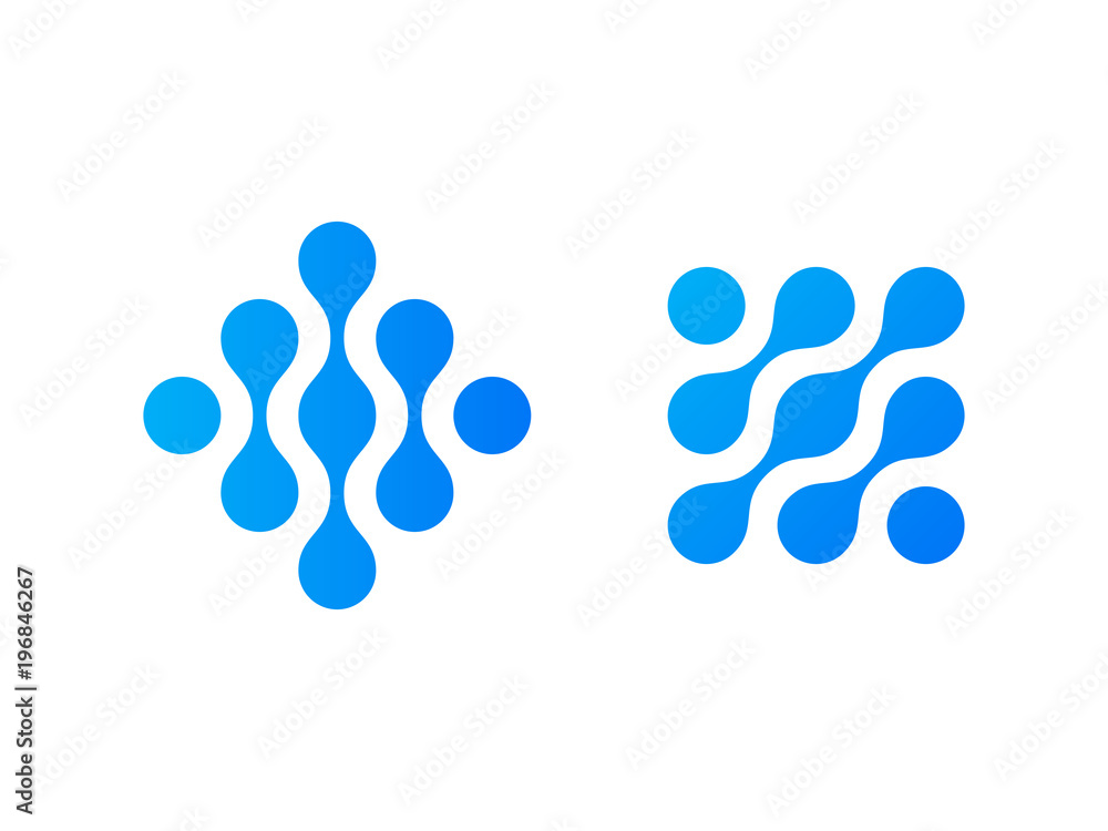 Poster logo blockchain technology with round circle connection structure. modern high tech geometrical icon