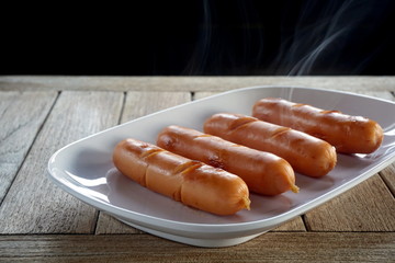 Sausage in the plate for breakfast