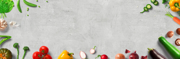 Auswahl an frischem Gemüse - Essen, Kochen - Banner | Hintergrund
