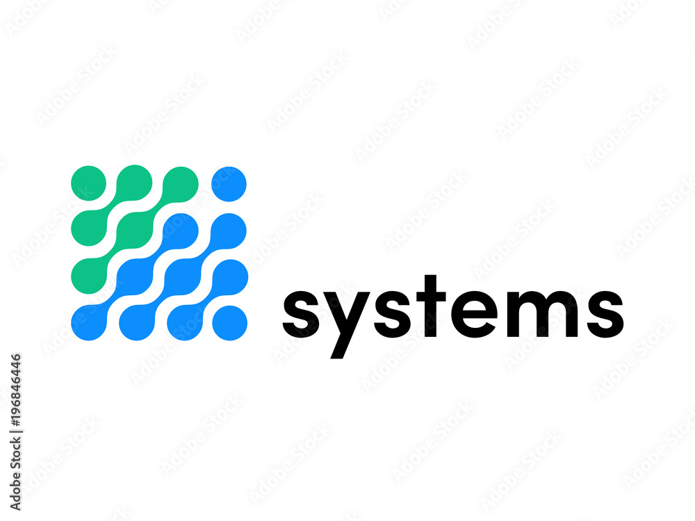Poster it technology systems logo for internet communications company or digital corporation. vector icon o