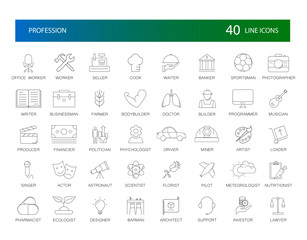 Line icons set. Proffesion pack. Vector Illustration