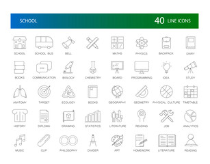 Line icons set. School pack. Vector Illustration