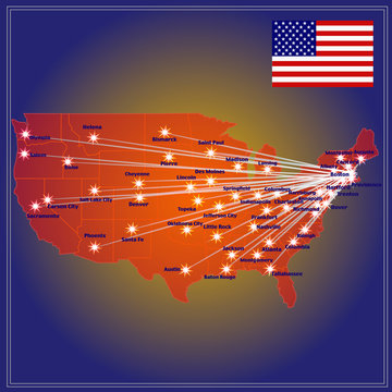 United States of America Map. Illustration.