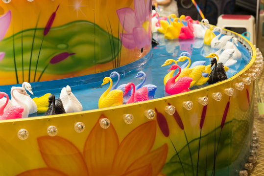 the fishing game of swans at the carnival