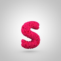 Fototapeta premium Pink sponge letter S lowercase isolated on white background.