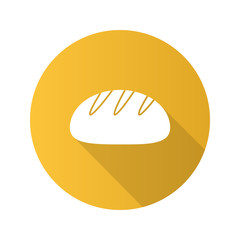 White round bread flat design long shadow glyph icon