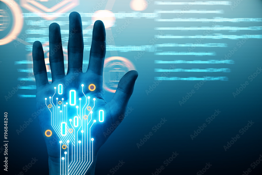 Poster Robotics and cyberspace backdrop