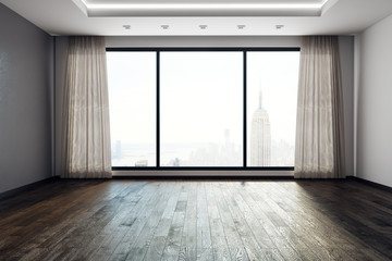 Contemporary interior with NYC view