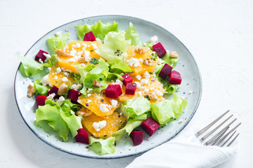 Beet and oranges salad with feta