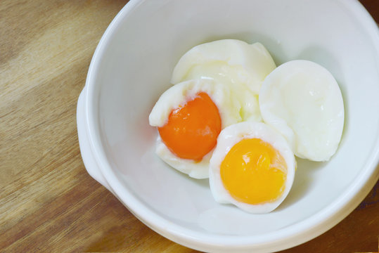 boiled eggs without  shell in bowl