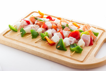 Fish and vegetable kebabs
