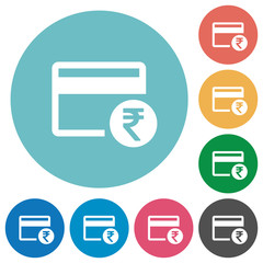 Rupee credit card flat round icons